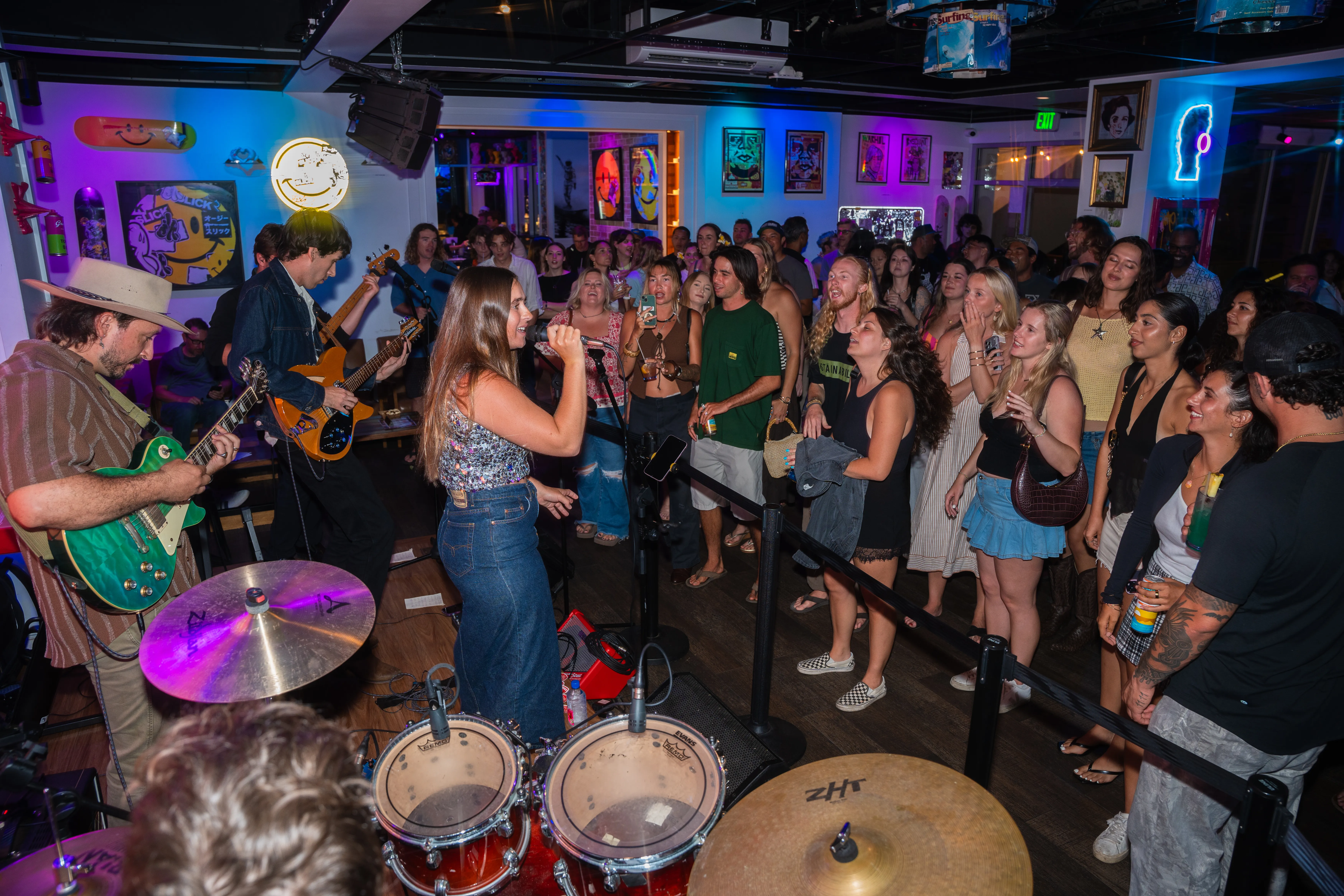 Band performing together on stage